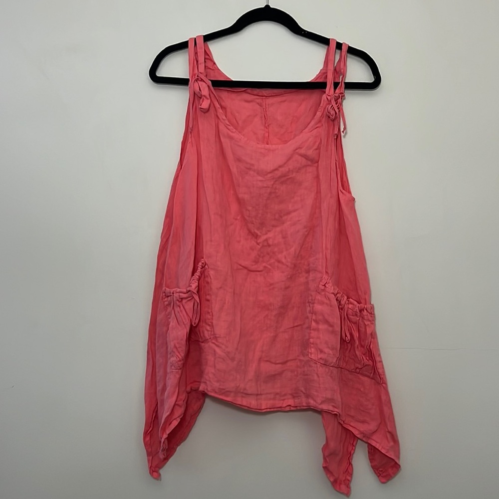 Pink linen tank top - M - Good Used Condition